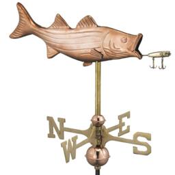 Good Directions Cottage Bass with Lure Copper Weathervane - H48 x W45 x L28 cm