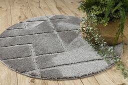 RugsX Dywaniki Łazienkowe Rug in Grey - Size: 100 cm diameter - thumbnail 4