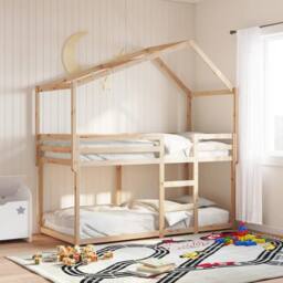 Berkfield Home Beautiful Bunk Bed without Mattress 80x200 cm Solid Wood Pine in Natural - thumbnail 2