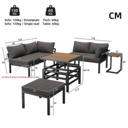 Direct Wicker Outdoor Garden Furniture Set (2 Double Sofas + 1 Ottoman) in Dark Grey - Size: 4 Person - thumbnail 7