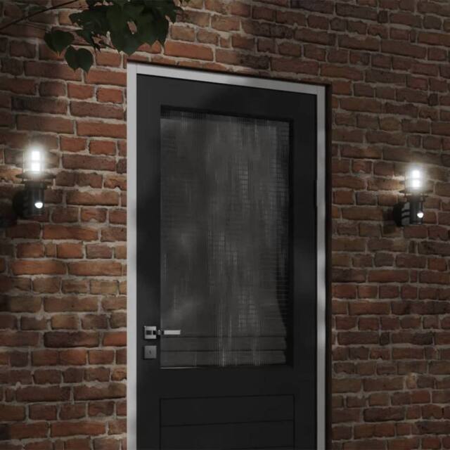 Berkfield Home Outdoor Wall Lights with Sensors 2pcs Black Stainless Steel - image 1