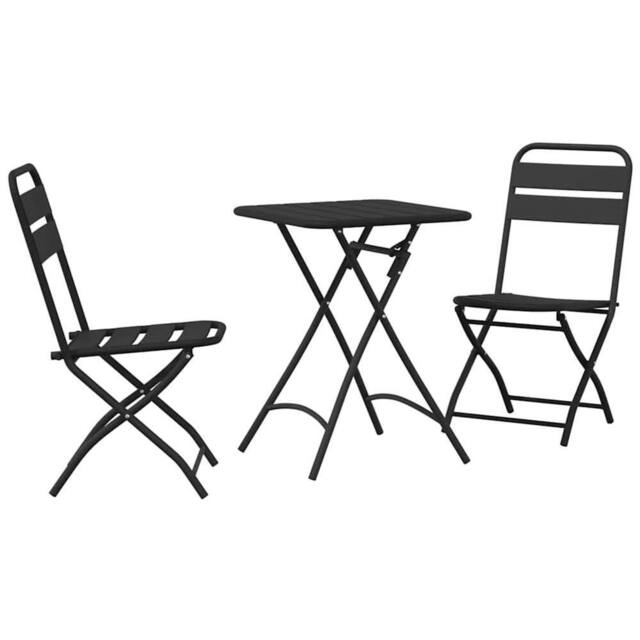 Berkfield Home 3-Piece Folding Bistro Set in Anthracite Steel in Charcoal - image 1