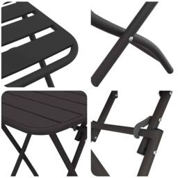 Berkfield Home 3-Piece Folding Bistro Set in Anthracite Steel in Charcoal - thumbnail 8