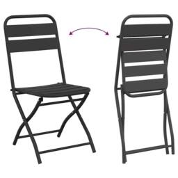Berkfield Home 3-Piece Folding Bistro Set in Anthracite Steel in Charcoal - thumbnail 9