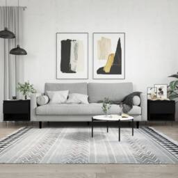 Berkfield Home Coffee Tables 2 pcs Black 50x46x50 cm Engineered Wood - Size: 50 x 46 x 50 cm - thumbnail 2