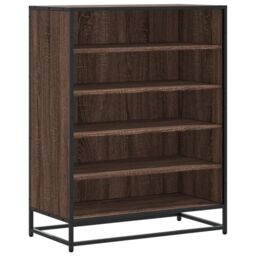 Berkfield Home Shoe Cabinet Brown Oak 75x38x97.5 cm Engineered Wood & Metal - thumbnail 2