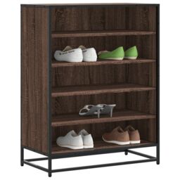 Berkfield Home Shoe Cabinet Brown Oak 75x38x97.5 cm Engineered Wood & Metal