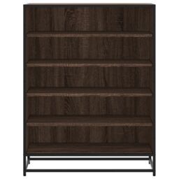 Berkfield Home Shoe Cabinet Brown Oak 75x38x97.5 cm Engineered Wood & Metal - thumbnail 4