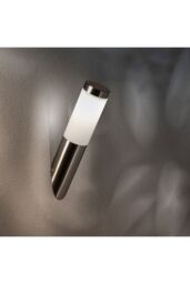 CGC Lighting 'Coze' Stainless Steel Angled Solar Wall Lamp 4000K Natural White LED Light IP44 in Silver