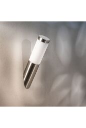 CGC Lighting 'Coze' Stainless Steel Angled Solar Wall Lamp 4000K Natural White LED Light IP44 in Silver - thumbnail 3