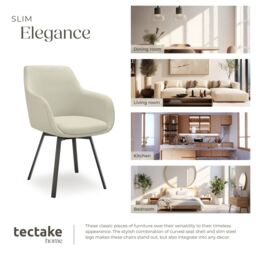 tectake Dining Chair Alicon Set Of 4 - Greige in Beige - Size: 4 Pack - thumbnail 7