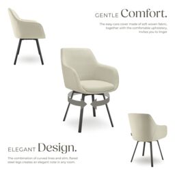 tectake Dining Chair Alicon Set Of 4 - Greige in Beige - Size: 4 Pack - thumbnail 3