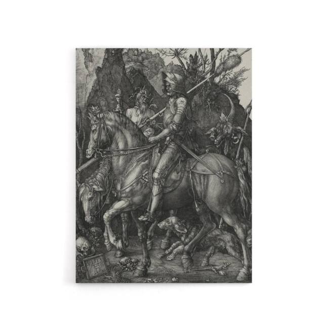 "Artery8 Knight Death & the Devil Albrecht Durer Canvas Wall Art Print in Grey - Size: W12"" x H16""" - image 1