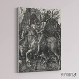 "Artery8 Knight Death & the Devil Albrecht Durer Canvas Wall Art Print in Grey - Size: W12"" x H16""" - thumbnail 2