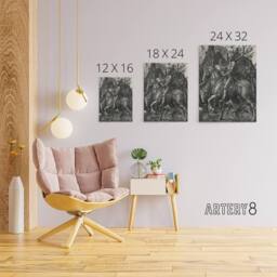 "Artery8 Knight Death & the Devil Albrecht Durer Canvas Wall Art Print in Grey - Size: W12"" x H16""" - thumbnail 4