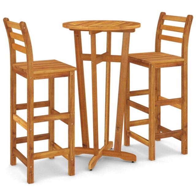 Berkfield Home 3 Piece Garden Bar Set Solid Wood Acacia in Brown - image 1