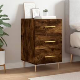 Berkfield Home Bedside Cabinet Smoked Oak 40x40x66 cm Engineered Wood in Brown - Size: 40 x 40 x 66 cm - thumbnail 2
