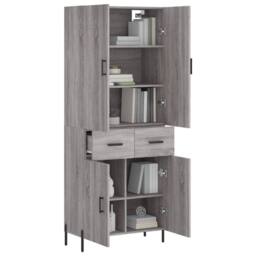 Berkfield Home Highboard Grey Sonoma 69.5x34x180 cm Engineered Wood - thumbnail 1
