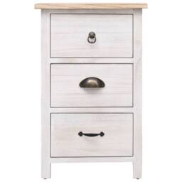 Berkfield Home Side Cabinet 35x25x57 cm Paulownia Wood in White - Size: 35 x 25 x 57 cm - thumbnail 3