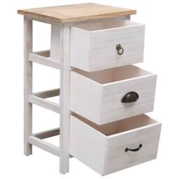 Berkfield Home Side Cabinet 35x25x57 cm Paulownia Wood in White - Size: 35 x 25 x 57 cm - thumbnail 4