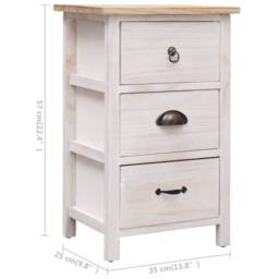 Berkfield Home Side Cabinet 35x25x57 cm Paulownia Wood in White - Size: 35 x 25 x 57 cm - thumbnail 7