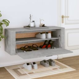 Berkfield Home Wall Shoe Cabinet Concrete Grey 100x35x38 cm Engineered Wood - Size: 100 x 35 x 38 cm - thumbnail 3