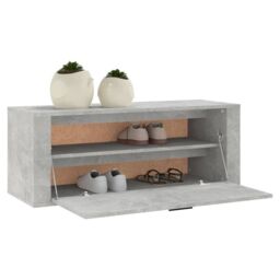 Berkfield Home Wall Shoe Cabinet Concrete Grey 100x35x38 cm Engineered Wood - Size: 100 x 35 x 38 cm - thumbnail 4