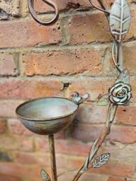 Inspirational Gifting Bird Bath on Stake with Decorative Leaves in Green - thumbnail 4