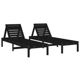 Berkfield Home Sun Loungers 2 pcs Black 199.5x60x74 cm Solid Wood Pine - thumbnail 2
