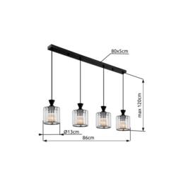 Netlighting Jordana Bar Pendant Ceiling Light Matt Black 4x E27 - thumbnail 6