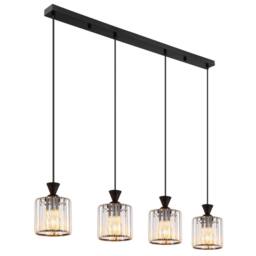 Netlighting Jordana Bar Pendant Ceiling Light Matt Black 4x E27 - thumbnail 1