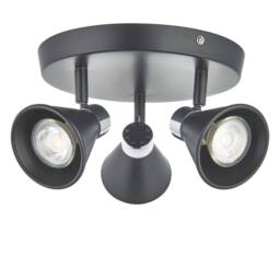 First Choice Lighting Burton - Matt Black & Chrome Detail 3 Way Adjustable Ceiling Spotlight - thumbnail 1