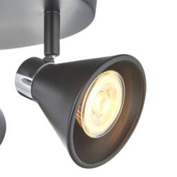First Choice Lighting Burton - Matt Black & Chrome Detail 3 Way Adjustable Ceiling Spotlight - thumbnail 4