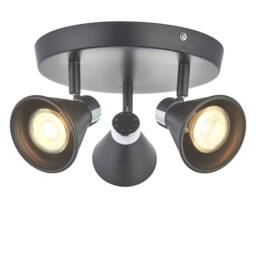 First Choice Lighting Burton - Matt Black & Chrome Detail 3 Way Adjustable Ceiling Spotlight - thumbnail 2