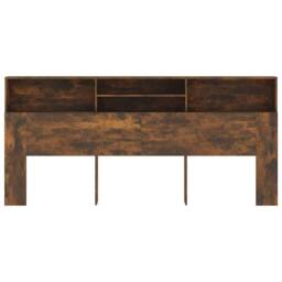 Berkfield Home Headboard Cabinet Smoked Oak 220x19x103.5 cm in Brown - thumbnail 1