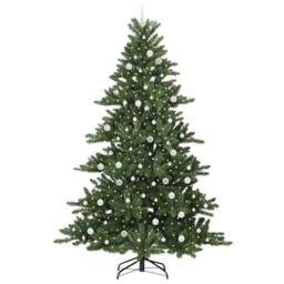 Berkfield Home Artificial Hinged Christmas Tree with 300 LEDs 240 cm PVC in Green - thumbnail 3