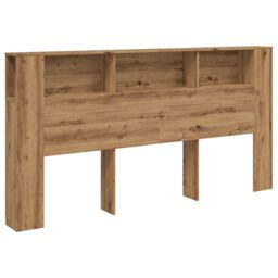 Berkfield Home Headboard Cabinet Artisian Oak 200x18.5x102.5 cm Engineered Wood in Brown - thumbnail 2