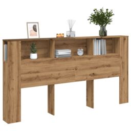 Berkfield Home Headboard Cabinet Artisian Oak 200x18.5x102.5 cm Engineered Wood in Brown - thumbnail 1