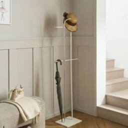 Wyld and Coco Silver Two-Pole Coat Rack 162cm Freestanding 6-Hook