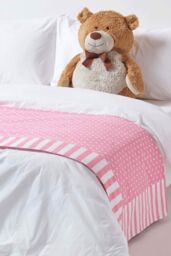 Homescapes Cotton Polka Dots & Stripes Sofa Throw in Pink - Size: 150 cm x 200 cm - thumbnail 6