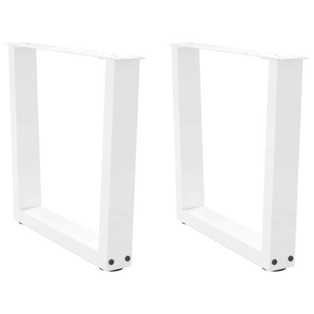 Berkfield Home Dining Table Legs V-Shape 2 pcs White 50x(42-43.3) cm Steel - image 1