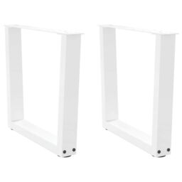 Berkfield Home Dining Table Legs V-Shape 2 pcs White 50x(42-43.3) cm Steel - thumbnail 1