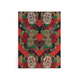 "Artery8 Japanese Red Fan Floral Pattern Audsley Vintage Canvas Wall Art - Size: W24"" x H32""" - thumbnail 1