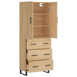 Berkfield Home Highboard Sonoma Oak 69.5x34x180 cm Engineered Wood in Brown - thumbnail 4