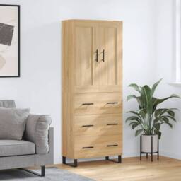Berkfield Home Highboard Sonoma Oak 69.5x34x180 cm Engineered Wood in Brown - thumbnail 1