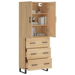 Berkfield Home Highboard Sonoma Oak 69.5x34x180 cm Engineered Wood in Brown - thumbnail 3
