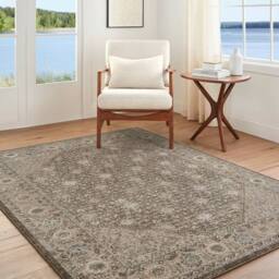 Livabliss Arda-Vintage Taupe Brown Grey Green Traditional Boho Fringe Living Rug - Size: 150 cm x 230 cm
