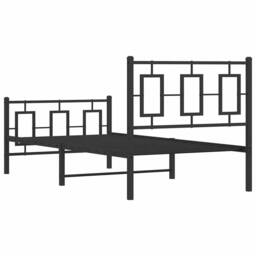 Berkfield Home Metal Bed Frame without Mattress with Footboard Black 90x200cm - Size: 90x200 cm - thumbnail 7