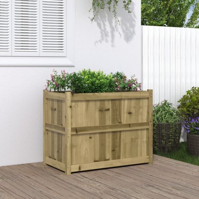 Berkfield Home Garden Planter 90x50x70 cm Impregnated Wood Pine in Brown - Size: 90 x 50 x 70 cm - image 1