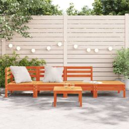Berkfield Home Garden Sofa 4-Seater Wax Brown Solid Wood Pine - thumbnail 3